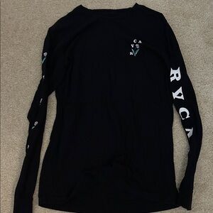 Men’s RVCA Black Long Sleeve Shirt with White Logo